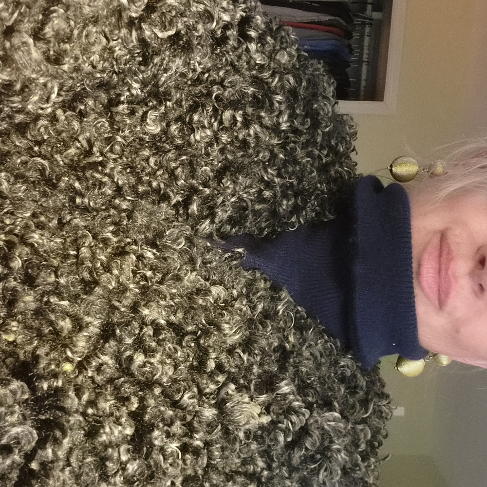 Max Studio Black Curly Yarn Cardigan with Snaffle Bit Closure